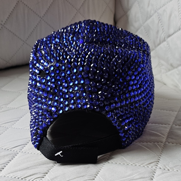 Blue Rhinestone Studded Baseball CapBlue Rhinestone Cap - Picture 3 of 4